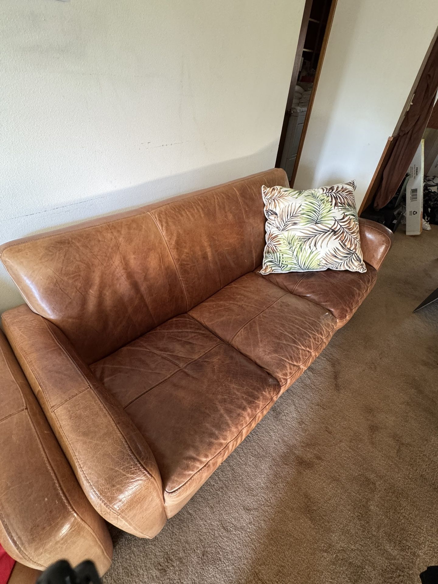 Leather Sofa And Arm Chairs