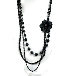 Lavish Black Floral Necklace 