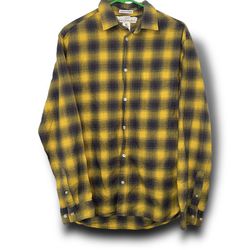 H&M Men’s Yellow Flannel Button Down Long Sleeve SzM