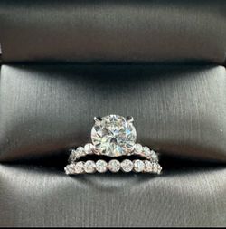 2ct lab wedding set 14k white gold