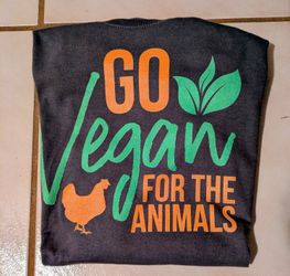 Vegan Woman's Graphic T Shirt Medium Grey Go Vegan For The Animals Graphic T Shirt