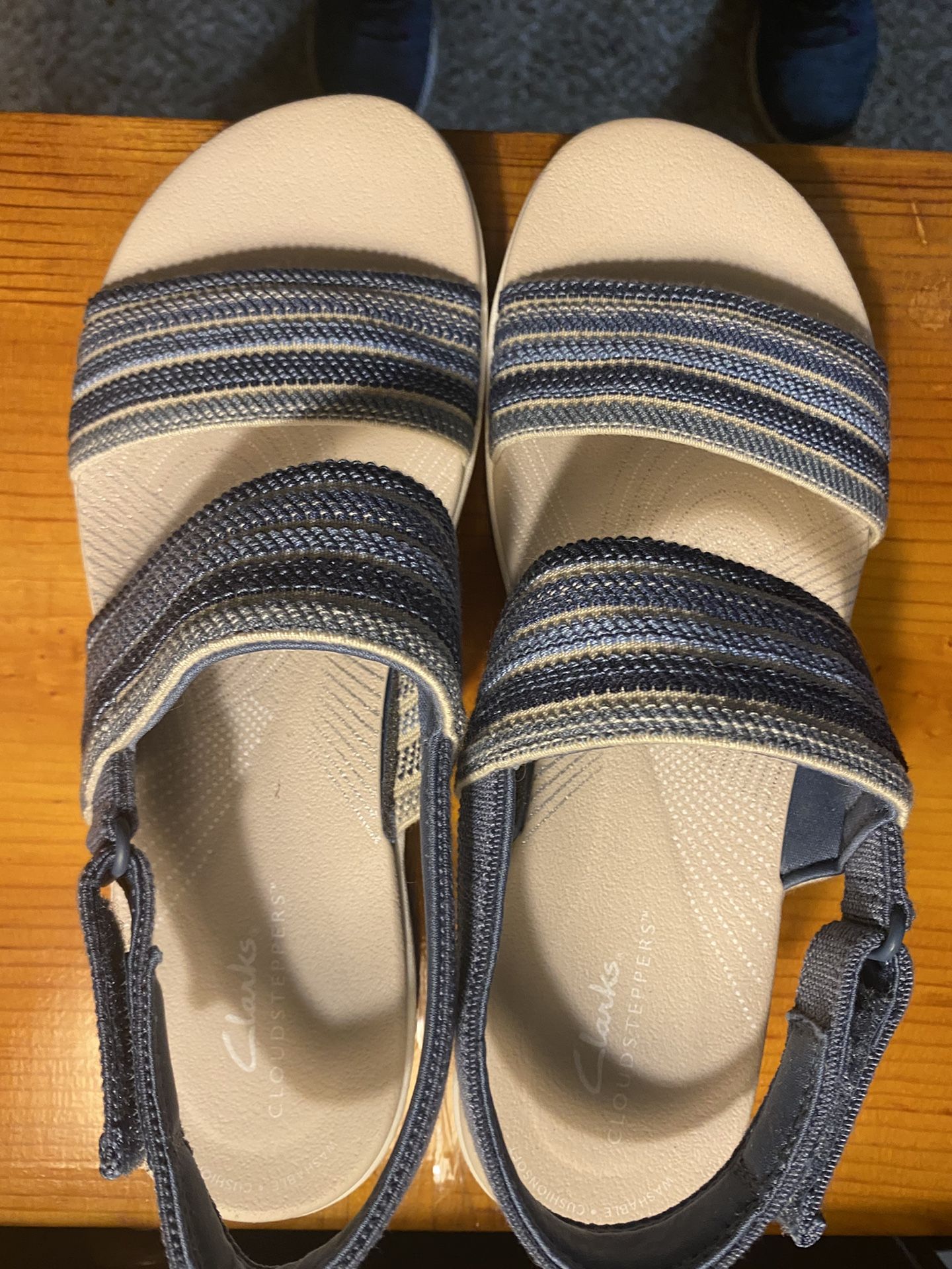 Blue And White Clark’s Sandals