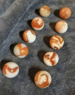 Vintage Marbles Orange and White