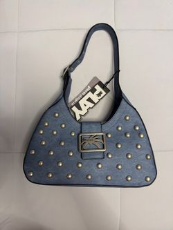 Palm Angels Studded Denim Shoulder Bag