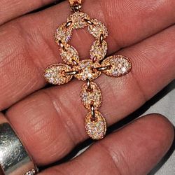 Moissanite Cross Pendant Necklace 