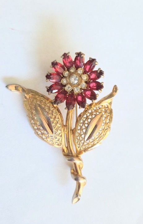 Vintage Mid-Century Rhinestones Brooch, 3"