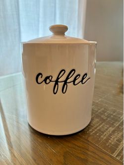 White Ceramic Coffee Canister with Lid