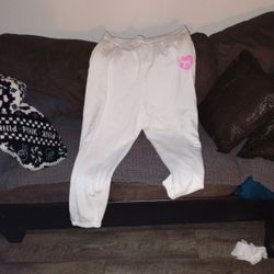 Victoria Secret Pink White Sweatpants Xl