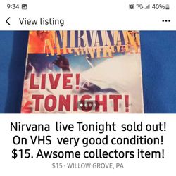 Nirvana On VHS  Great  Collectors Item.    $15. Very Cool Footage. 