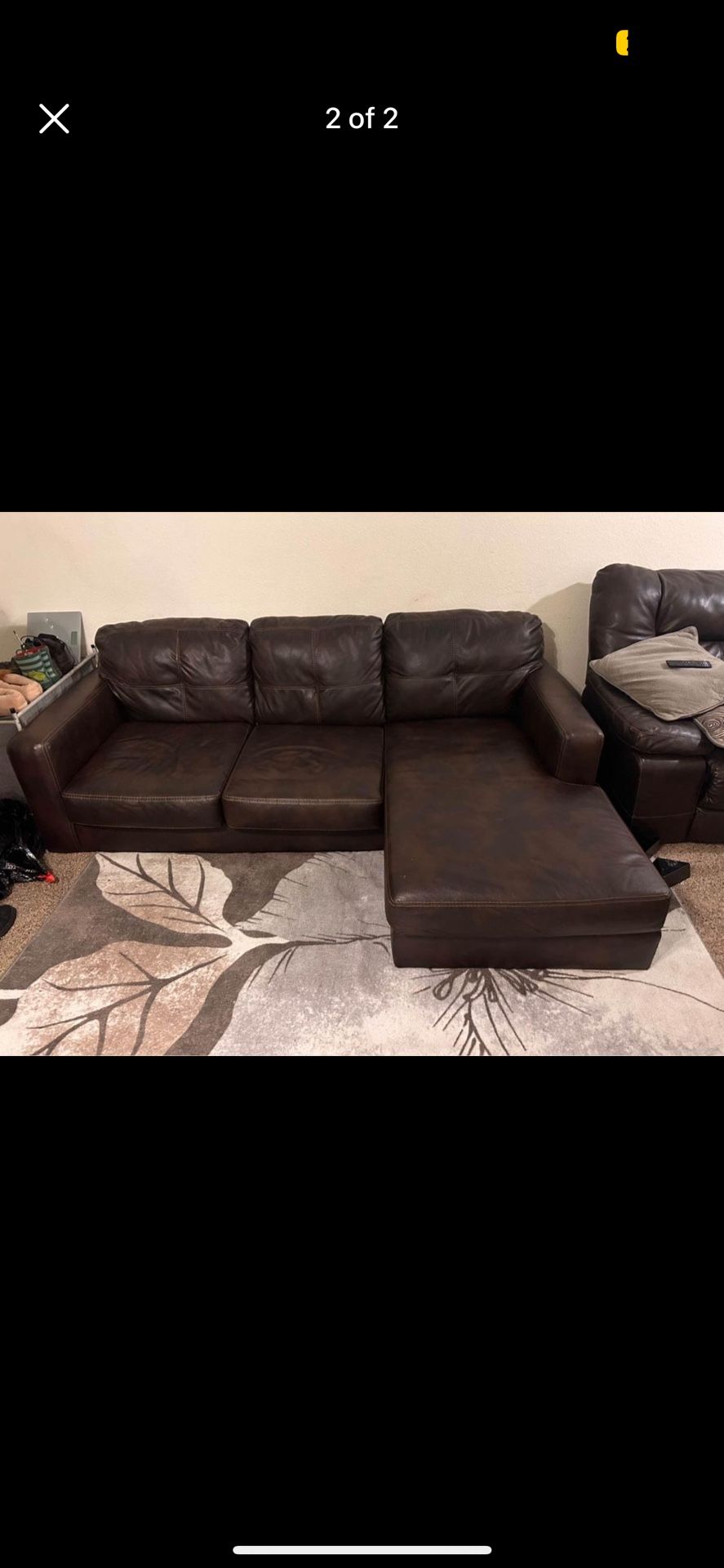 Brown Faux Leather Sectional
