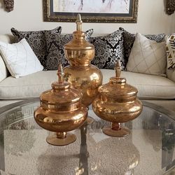 3 Gold Mercury glass