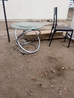 Round Glass Top Table with Chrome Spiral Base