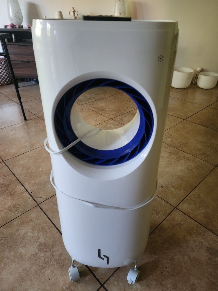 Portable Evaporative Air Tower Fan - Ice Packs, Blade-less, Remote Control