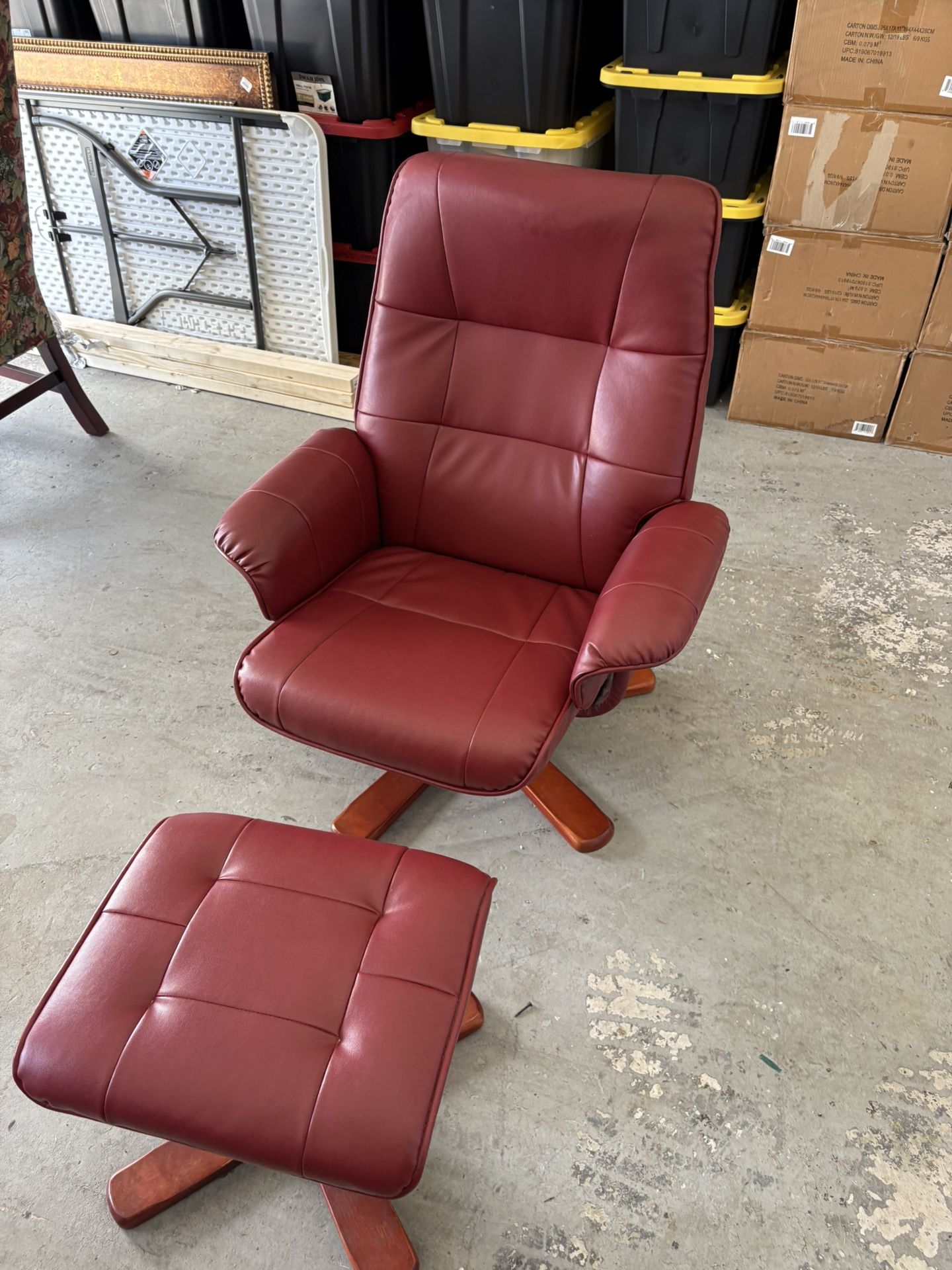 Leather Chair & Ottoman