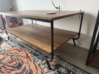 Industrial Coffee Table with Lower Shelf