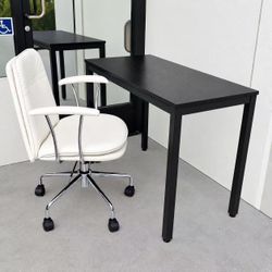 New In Box 40x20x30 Inch Tall Office Computer Desk Table With PU Leather White Or Black Chair Combo Set