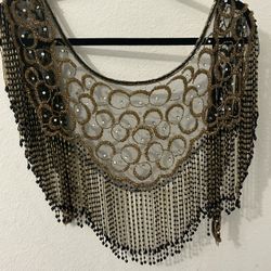 Beautiful Woven Vintage Beaded Shawl Or Wrap/Sari