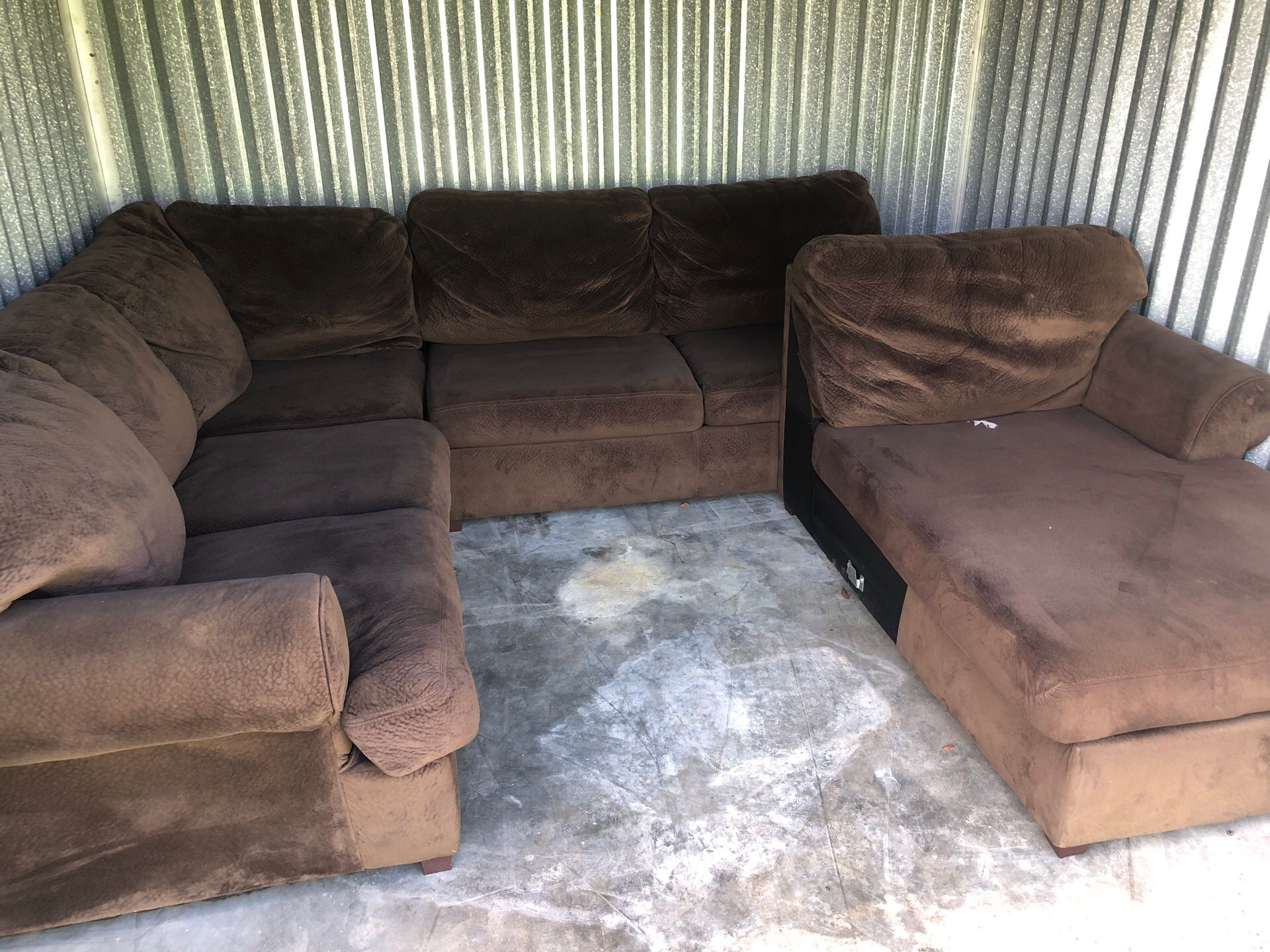 Oversized light brown cloth sectional (U-shaped)