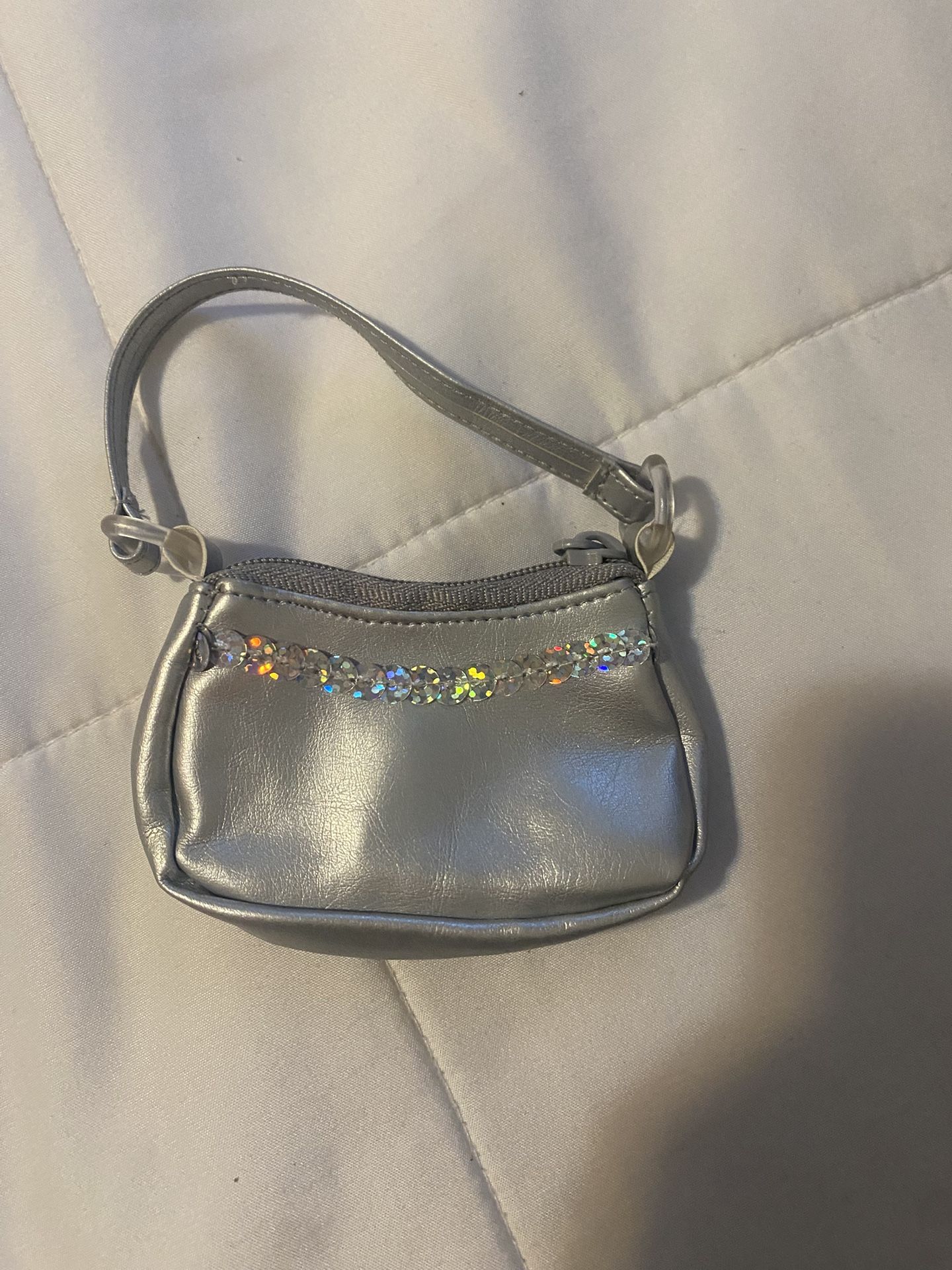silver sequin american girl doll purse