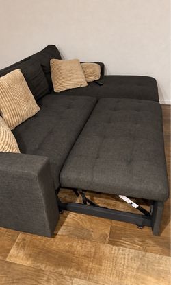 Dark Gray Sectional Sofa with Pull-Out Sleeper