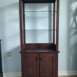 Wood and Glass Bookcase with Cabinet