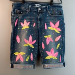 Painted Women's Jean Modern Skinny  Bermuda Shorts. CLEARANCE SALE 
