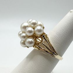 Ladies Pearl Ring 14k Yellow Gold Size 6.25 8.3 Grams 11046814