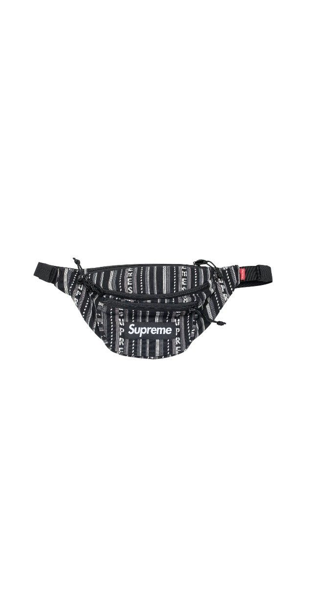 Supreme Woven Stripe Waist Bag (Black) SS20 Sealed