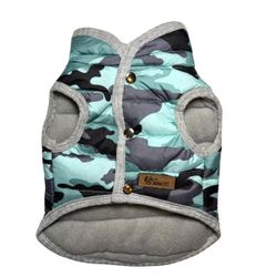 Teal Camo Dog Puffer Vest