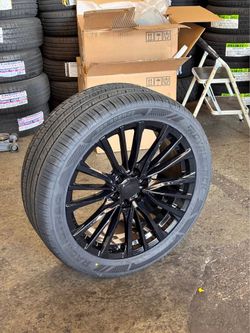 22” Wheels Tires 6x139.7 Silverado Sierra Yukon Tahoe Escalade 22 inch Gloss Black 22x9 6x5.5