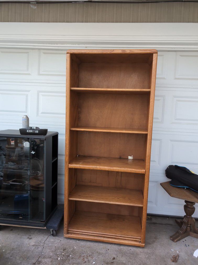 Solid Oak Wood Book Case/ Storage Cabinet 