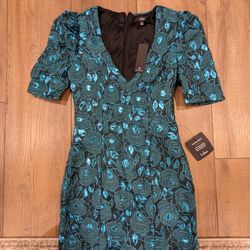 Teal Flower Dress Sz S