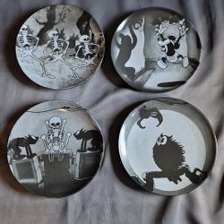 Disney Silly Symphony Skeleton Dance Glass And Plate Set Limited Edition