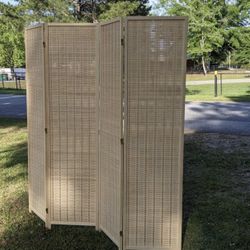 Bamboo Room Divider , 4 Panels Privacy Screen,72”H 17.7”W Per Panel