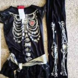 Girls Sparkly Skeleton Costume Size 10 Fits Age 6+ NEW!