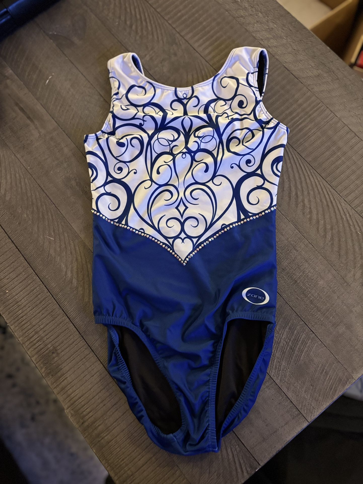 "Chalk Warrior" Ozone gymnastics leotard navy white