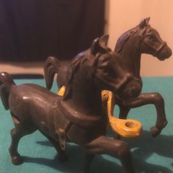 Vintage  Metal Pair Of Carriage Horses Made   U S A 