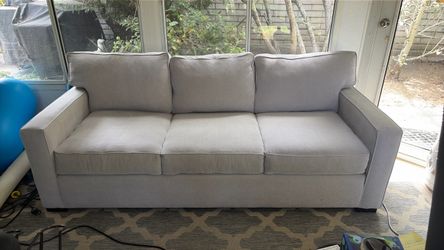 86 inch Macys Radley Light Gray 3-Seat Upholstered Sofa