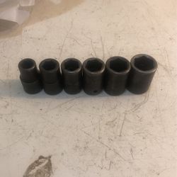 6 SnapOn 6Point 1/2 Inch Drive Shallow Impact Sockets 3/4,11/16,5/8,9/16,1/2,7/16 Used In Great Condition 60 Dollars 