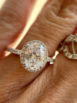 New Certified S925 VVS1 D 2ct Oval Halo Moissanite Engagement/bridal ring 7