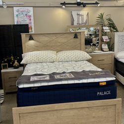 Queen Bedframe, Dresser, Mirror And Nightstand 