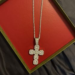 Diamond Cross Pendant and 925 Silver Chain