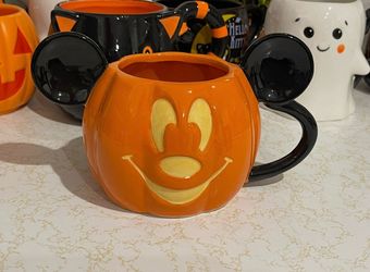 DISNEY HALLOWEEN MICKEY MOUSE PUMPKIN HEAD JOL JACK O LANTERN COFFEE CUP MUG