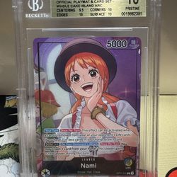 one piece Nami L whole cake island playmat card. BGS 10 pristine
