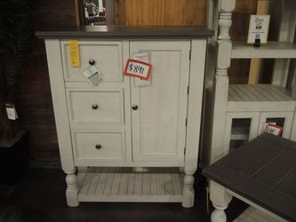 Perennial Home Sage 3 Drawer Door Chest - Antique White With Weathered Gray Top | Cabinet | Cupboard