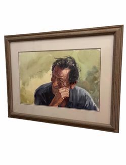 Victor Martinez Original Watercolor Portrait Art