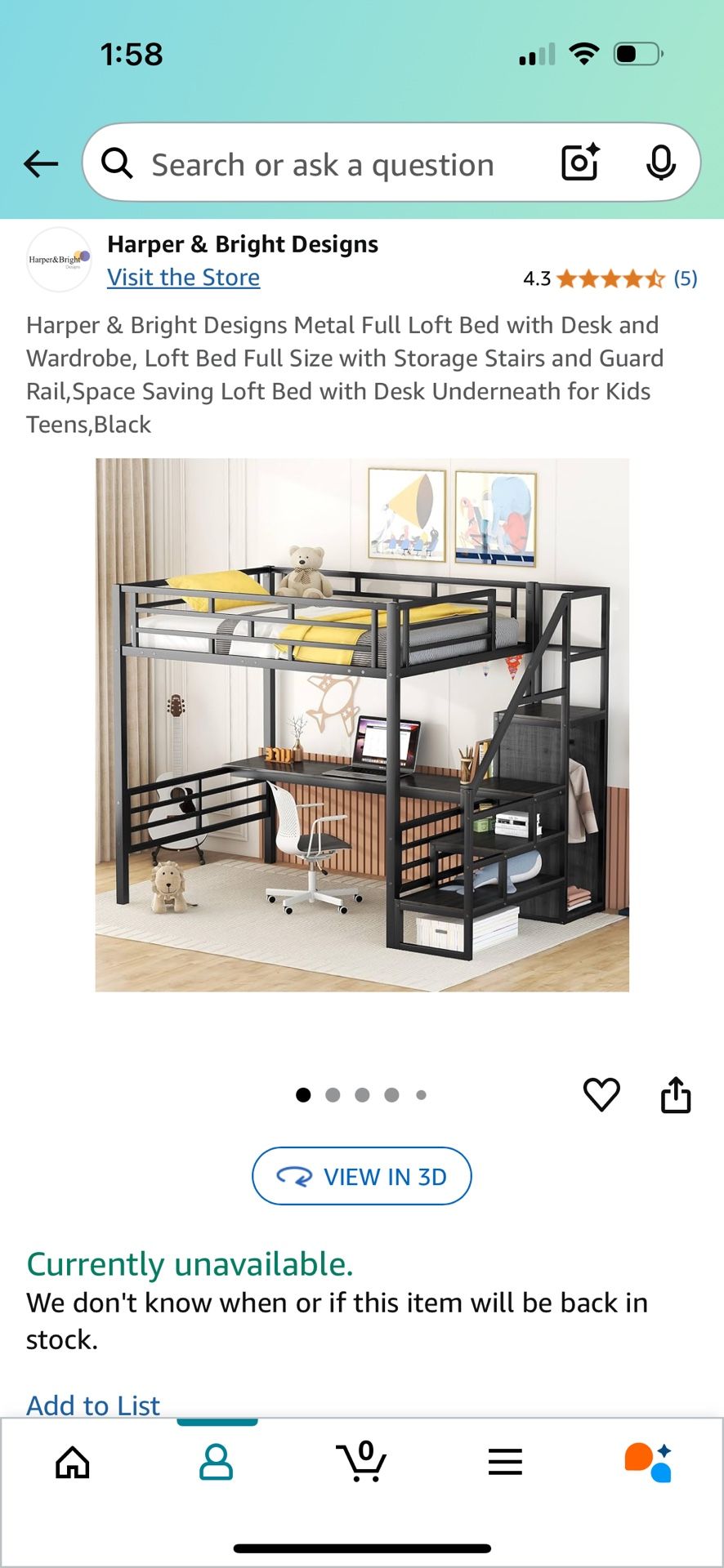 Full Size Loft Bed With Desk And Stairs