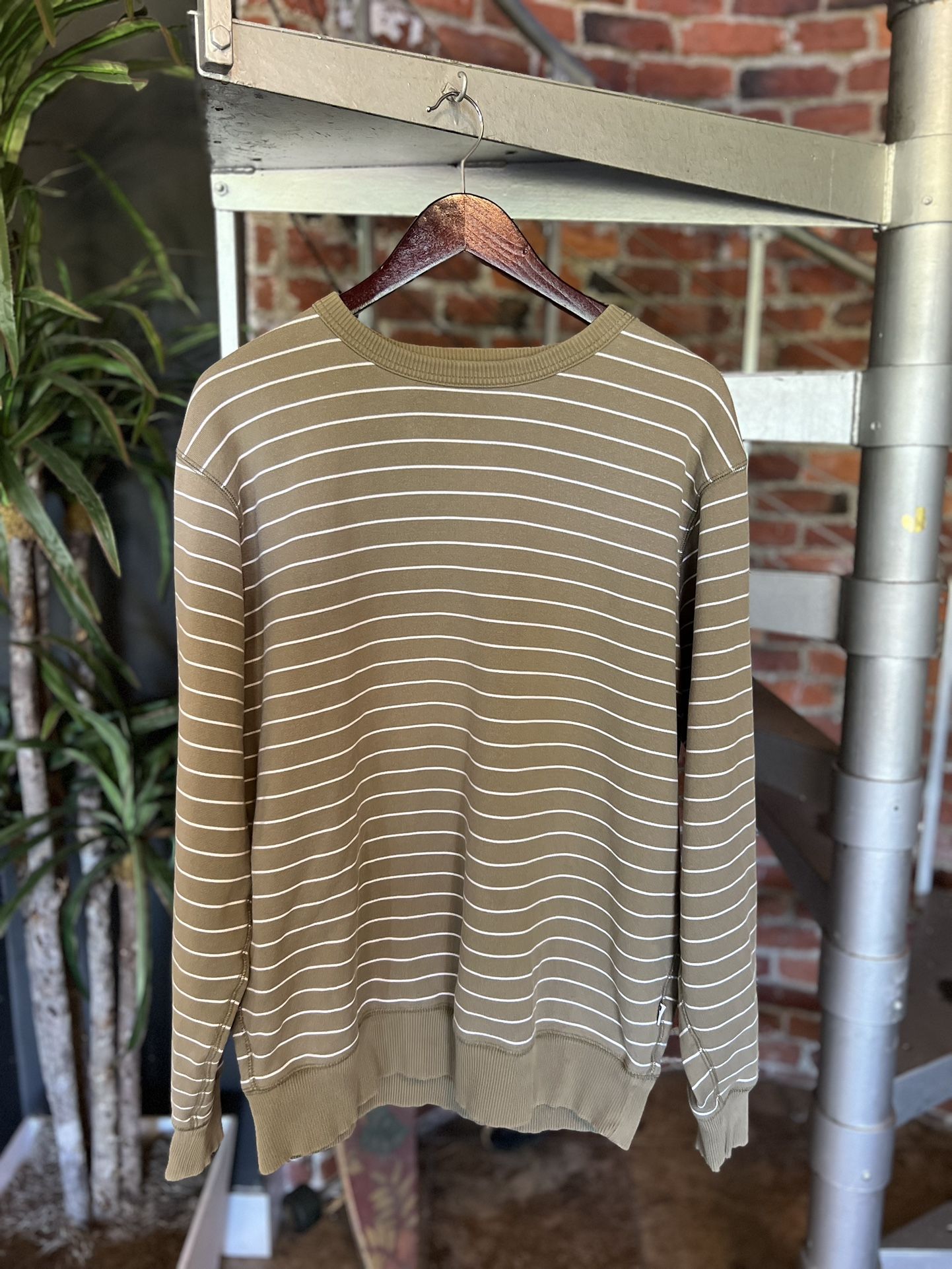 Stussy Taupe Striped Crewneck Sz XL