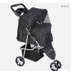 Foldable 3-Wheel Dog Stroller Pet Stroller Cart Jogging Stroller Easy Moving