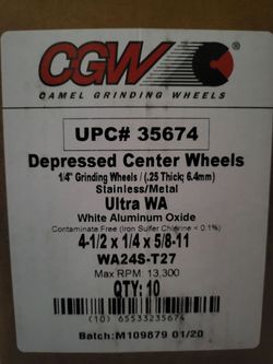CGW Camel Grinding Wheels 4-1/2" Depressed Center Wheels – 10 Pack